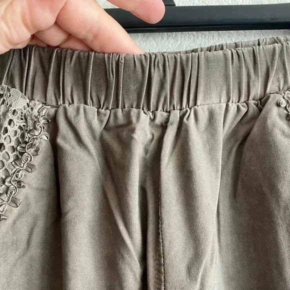 🆕Pretty Angel Ecru Lace-Accent Wide-Leg Linen Blend Pants S🆕 - Picture 7 of 14